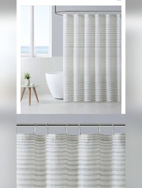 Tommy Bahama Neutral Gray Striped Shower Curtain - NWT